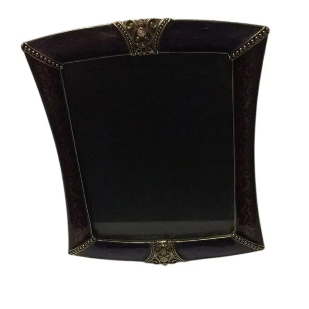 Decorative Purple & Gold Picture Frame With Ornate Scroll Design & Gem Accents -